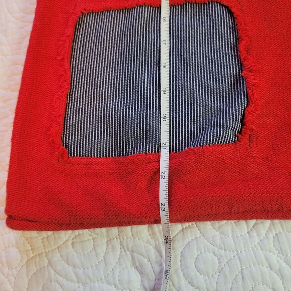 Vintage Red Striped Patch Sweater | Red & Pinstripe | Large - Picture 8 of 11